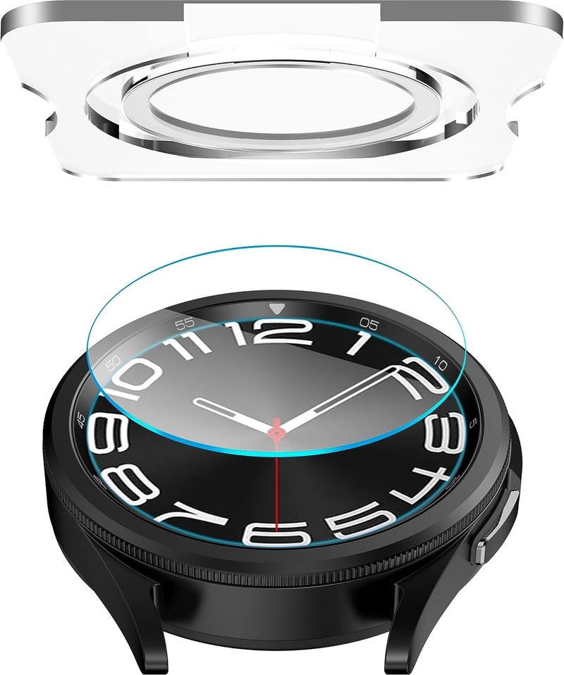 SPGUARD [2 Pack for Samsung Galaxy Watch 6 Classic 43mm Screen Protector,Auto-alignment Installation Kit Accessories Full Protective Tempered Glass Film Compatible with Galaxy Watch6 Classic 43mm - Image 1